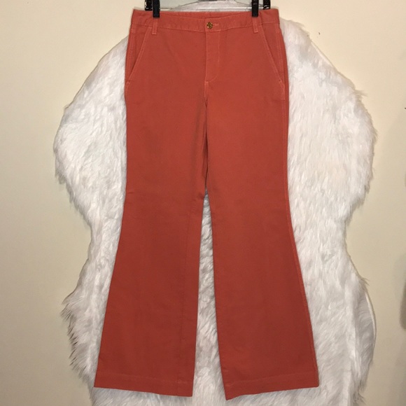 Tory Burch Orange Salmon High Rise Jeans - Picture 2 of 8